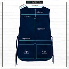 Navy Plain Cobbler Apron (3 Pack) - Classy Pal Aprons Diy Aprons Easy Free Pattern, Cobbler Apron Pattern Free, Tunic Apron, Free Apron Pattern, Pola Jaket, Modern Dress Patterns, Aprons With Pockets, Apron Pattern Free, Cobbler Aprons