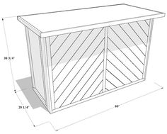 the side view of a wooden cabinet with measurements