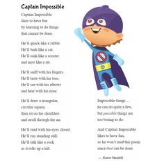 an image of a book page with the caption captain impossible in english