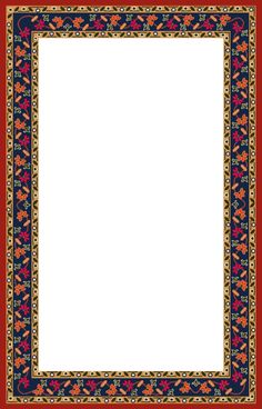 an ornate frame with red, yellow and blue border