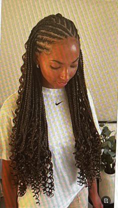 Braid Ideas Cornrows, Half French Braids Half Box Braids, Cornrows Braids For Black Women With Big Forehead, Braids For A Cruise, Fulani French Braids, Braided Hairstyles On Straight Hair, Cornrows On Top Box Braids In Back, Fulnia Braids, Fulani Braids No Edges