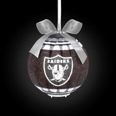 Las Vegas Raiders LED Shatterproof Ball Ornament FOCO - FOCO.com Ribbon Tree, Woven Ribbon, Las Vegas Raiders, Cards Sign, Ball Ornaments, To Shine, Shine Bright, Team Spirit, Last Minute Gifts