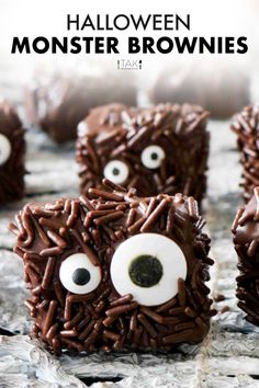 chocolate treats with eyes and googly eyes on them