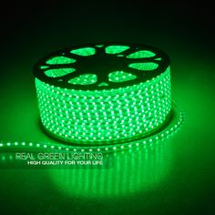 green led strip light on a black background