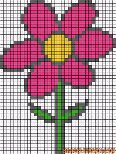 Alpha Friendship Bracelet Pattern #13136 - BraceletBook.com Grid Crochet Patterns Flower, Flower Pixel Art Grid, Flower Crochet Alpha Pattern, Flower Alpha Pattern, Alpha Keychain Pattern Flower, Fuse Bead Patterns, Hama Beads Patterns, Tropical Design