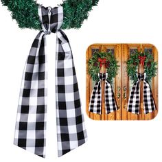 PRICES MAY VARY. Plaid Design: the wreath sash for front door is in sleek black and white plaid design, which is a simple and sophisticated way to decorate your front door; With its innovative plaid design, it oozes a traditional and timeless charm that enhances the beauty of wreath What You Will Receive: the package includes 2 pcs lovely wreath sashes, which is made from durable polyester; You can deploy them separately on different doors, or exceptionally layer them together on one door, creat Wreath Accessories, Embroidery Monogram, Patriotic Wreath, Plaid Design, White Plaid, Chinoiserie, Front Door, Christmas Wreaths, Plaid