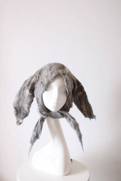 Rabbit Person, Tovad Ull, Rabbit Hat, Felted Hat, Fairy Clothes, Animal Masks, Soft Sculpture, Felt Hat