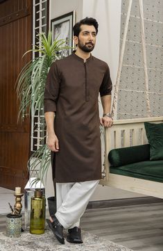 Fabric: 100% COTTON Brown Kurta For Men, Men Kurta Designs Style, Pajama Ideas, Mens Ethnic Wear, Man Dress Design, Couples Dp