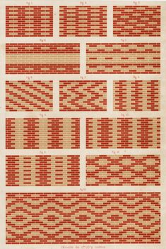 an old brick wall is shown in red and tan colors, with several rows of bricks on