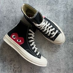 Converse X Play Comme Des Garon Hi-Top All Stars 9 New Without Box Unisex Men’s 7 Women’s 9 Converse With The Heart, Stars Converse, Play Comme Des Garcons, All Stars Converse, New Converse, Hi Top, Womens Converse, Converse Shoes, Womens Shoes Sneakers