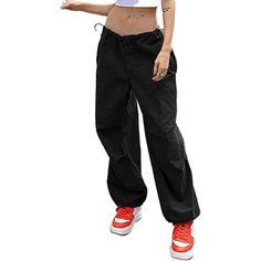 Elevate your fashion sense with these amazing baggy cargo pants and give your personality an enticing vibe. These loose hip-hop pants are elegantly made and are super-stylish as well. Premium materials are used in making and these are quite comfortable and durable as well. These pants are available in different color options, so choose your favorite one. Specifications: Fabric Type: Synthetic Care Instructions: Hand Wash Only Closure Type: Drawstring Rise Style: High Rise About this Item: Materi Cargo Pants Wide Leg, Hip Hop Cargo Pants, Parachute Cargo Pants, Parachute Cargo, Hip Hop Pants, Warm Pants, Baggy Cargo Pants, Pants Y2k, Formal Pants