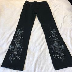 Boot Cut Jeans Detailed Beading Moderately Stretchy Material Aesthetic Sweatpants, Beaded Jeans, Boot Pants, Black Bootcut Jeans, Boho Lifestyle, Aesthetic Board, Black Y2k, Y2k Jeans, Jeans Women