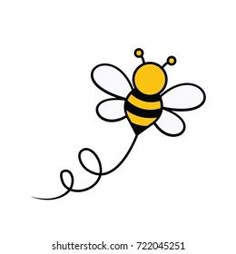 a drawing of a bee flying in the air