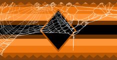 an orange and black abstract background with lines, triangles, and mountains in the center