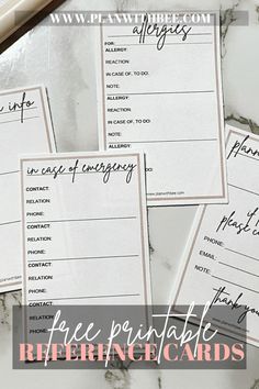 five free printable refer cards with the words, how to use them? on them