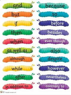 the colorful caterpillars with words on them