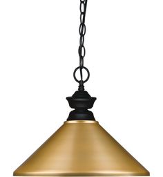 an antique brass finish pendant light with chain hanging from the bottom, on a white background