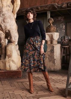 Autumn Look, Mode Casual, Fall Dress, 가을 패션, Print Skirt, Looks Style, Mode Inspiration, Fall Looks