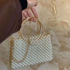 Crystal Beaded Bag, Pearl Beaded Bag, Fancy Clutch, Beads Bag, Girly Bracelets, Beaded Pouch