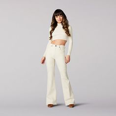 Vintage Modern Flare Jean | Lee Retro Flares With Flared Hem, Retro Cotton Flares For Fall, Fitted 70s Inspired Cotton Flare Jeans, 70s Inspired Fitted Flare Cotton Jeans, 70s Inspired High Waist Fitted Flare Jeans, 70s Inspired Flare Jeans For Fall, 70s Inspired Fitted Pants For Fall, 70s Inspired Full-length Pants For Fall, 70s Inspired Full-length Fall Pants