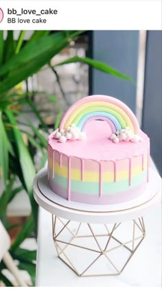 there is a cake that looks like a rainbow