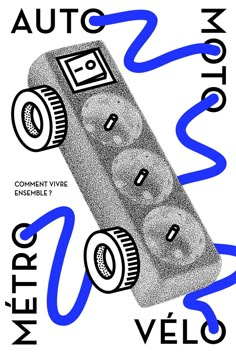 an advertisement for the automoton company with two remotes in it and blue letters