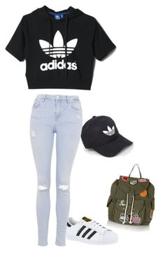 "School outfit #1" by caitlin-troost on Polyvore featuring mode, adidas en Topshop Highschool Outfits, Cute Middle School Outfits, Teenage Outfits, Cute Outfits For School, Adidas Outfit, Tween Outfits, Teenager Outfits, Cute Swag Outfits, Sporty Outfits