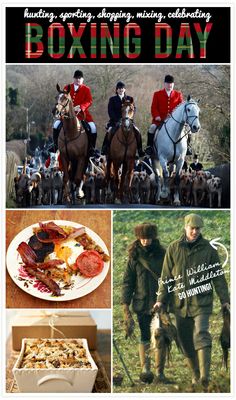 there is a collage of pictures with horses, people and food in them on the same page