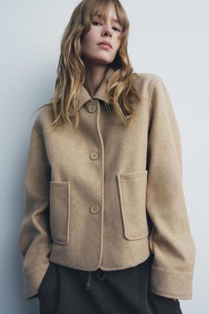 SOFT JACKET WITH POCKETS - Tan marl | ZARA Spain Waistcoat Dress, Soft Jacket, Jacket With Pockets, Cargo Shirts, Blazer Vest, Pocket Jacket, Long Sleeves Jacket, Sweaters Knitwear, Trouser Jeans