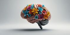 the human brain is decorated with colorful flowers