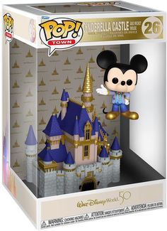 a pop vinyl figure in a box with an image of mickey mouse on it's head