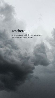 an airplane flying through a cloudy sky with the words aesthete above it