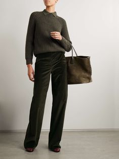 MAX MARA Cotton-blend corduroy wide-leg pants Net A Porter Max Mara, Corduroy Pants Outfit, Flamboyant Natural, Simplicity Fashion, Flat Dress Shoes, Deep Winter, Exclusive Dress, Sport Swimwear, Work Style