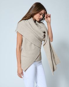 That's a wrap! This cashmere-blend scarf vest is the ideal extra layer for colder temps or outerwear for more mild days. It's great for pairing with athleisure, too. Scarf Vest, Cashmere Wrap, Jumpsuit Jacket, Wrap Scarf, Outerwear Vest, Fall Collections, Sweater Skirt, Skirt Pants, Jacket Tops