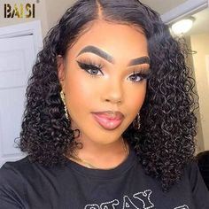 hairbs bob wig BAISI 10A Curly Bob Wig 100% Human Hair Grey Hair Extensions, Lace Frontal Bob, Natural Hair Extensions, Curly Bob Wigs, Bob Lace Front Wigs, Short Curly Bob, Curly Waves, Short Bob Wigs, Lace Hair