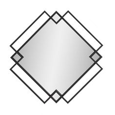 a black and white square shaped mirror on a white background with the reflection in it