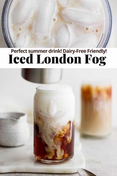 iced london fog in a mason jar with text overlay