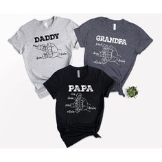 Personalized Papa Shirt, Custom Dad Fist Bump Shirt,  Grandpa Fist Bump Grandchild Names Tee, Custom Name Grandkids Bumps, Fathers Day Gift Black design for Athletic Heather, White, Baby Blue, Pink, Orange, Heather Peach, Yellow, Banana Cream, and Desert Pink. White design for all other colors Premium quality printed in the USA. Free Shipping on orders over $35 (US only) Printed in the USA High quality, durable shirts, sweatshirts, hoodies etc. A B O U T U S We offers custom t-shirts for any occ Black Tops With Character Print For Father's Day, Funny Character Print Tops For Father's Day, Handmade Comb, Desert Pink, Yellow Banana, Papa Shirt, Fist Bump, Banana Cream, Heather White