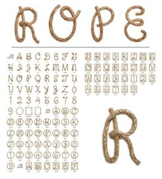 rope font and numbers are shown in different styles, with the letters on each side