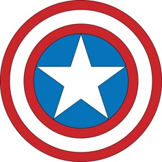 the captain's shield has a star on it and is red, white, and blue