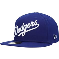 the los angeles dodgers'new era 59fifty fitted cap is shown in blue and white