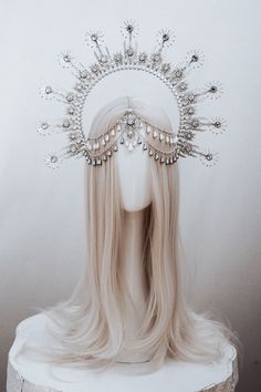 Halo Silver Halo Crown Jewellery Silver Crown Flower Crown - Etsy Angel Head Piece, Silver Halo Crown, Head Crowns Headpieces, Head Peices, Wedding Halo Headpiece, Angel Crown, Halo Crowns, Headband Halo, Silver Headpiece