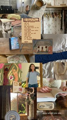 a collage of photos with various items in them