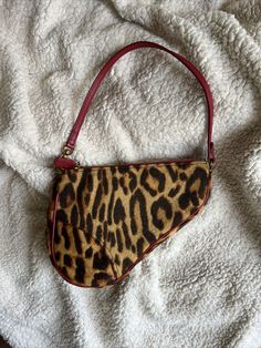 VTG 00s Christian Dior Leopard Pony Hair Saddle Pochette Shoulder Purse Handbag | eBay Leopard Purse, Vintage Leopard, Dior Saddle, Dior Vintage, Printed Purse, Pony Hair, Saddle Bag, Cute Bags, Shoulder Purse