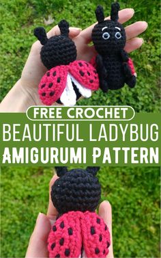 two crocheted ladybug amigurm dolls in the shape of bugs