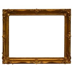 an old gold frame with ornate carvings on the edges and sides, isolated against a white background