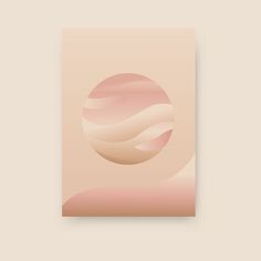 an abstract painting with pink and beige tones on a light colored background is featured in the shape of a circle