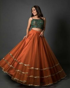 Orange Lehenga Color Combos, Orange Lehenga Colour Combinations, Indian Bridesmaids Outfits Ideas, Fashion Hobbies, Sana Dress, Indian Bridesmaids Outfits, Engagement Details, Fashion Course, Vestido Charro