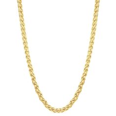 Men's Gold Plated Stainless Steel Spiga Chain Necklace (6mm) - Gold (24) Gold Stainless Steel Rope Chain Necklace, Gold Stainless Steel Necklace With Wheat Chain, Gold Wheat Chain Necklace In Stainless Steel, Gold Stainless Steel Wheat Chain Necklace, Stainless Steel Rope Chain Necklace, Gold Chain Men, Gold Chain Design, Mens Gold Jewelry, Necklaces Gold