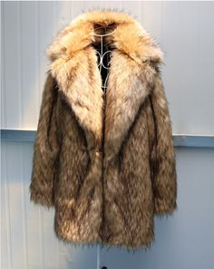 Men's Fur Coat Imitation Raccoon Fur Long Coat Warm Suit Overcoat Men, Suit Collar, Winter Trench Coat, Fur Clothing, Outwear Coat, Mens Winter Coat, Autumn Clothes